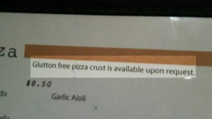 Misspelling of gluten free on this menu