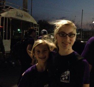 Grace (left) and Emma (right) in front of the cantor after arriving in Haiti