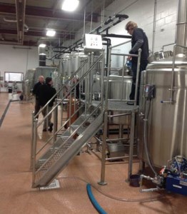 Breimhorst, pictured top right, inside the brewery that is strictly gluten free