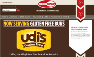 Smashburger's website promoting its addition of GF buns