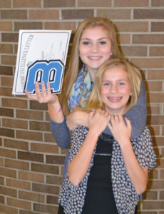 Emma & Grace at Emma's High School Academic Letter Awards night,  May 2014